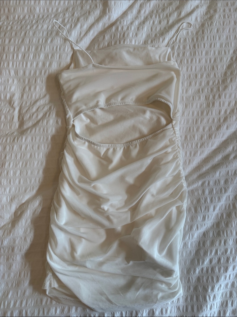 Forever 21 White Ruched Mini Slip Dress - Picture 2 of 2